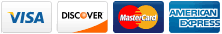 Visa, Mastercard, Amex and Discover logos