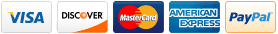 Visa, Mastercard, Amex, Discover and Paypal logos